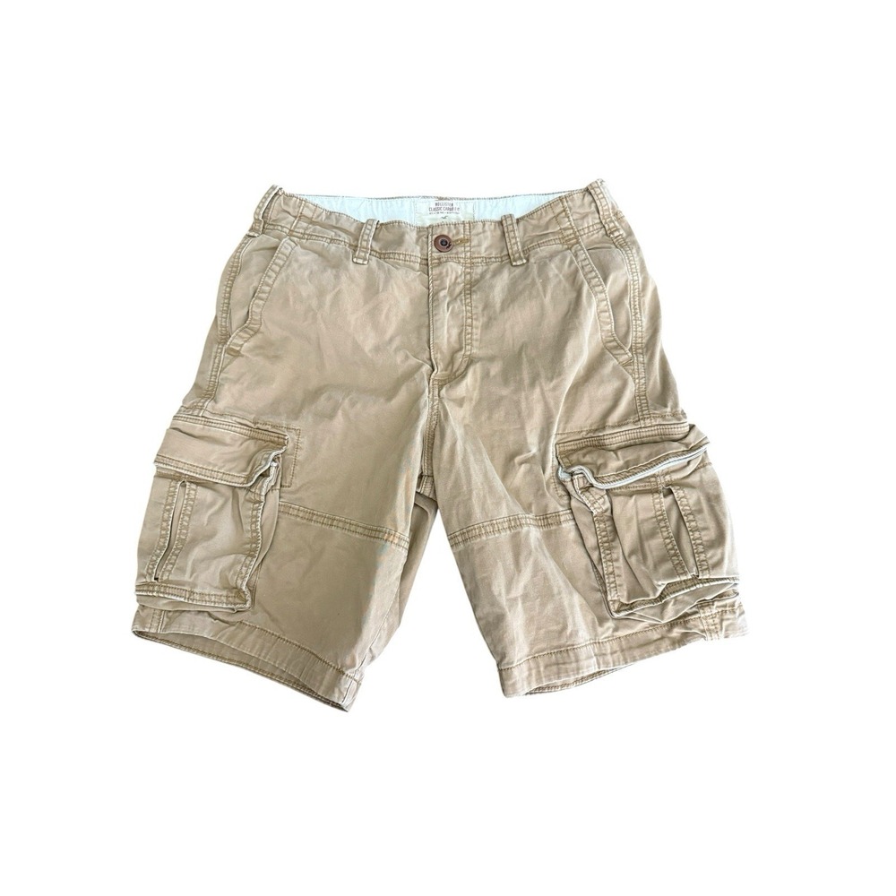 Hollister Men's Classic Cargo Shorts Size 28 Tan Brown Surf Skate Casual Shorts